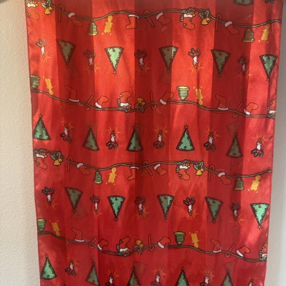 Women's Scarf‎ Red Christmas Tree Designed 59/Long 13 Wide Multicolor 1546